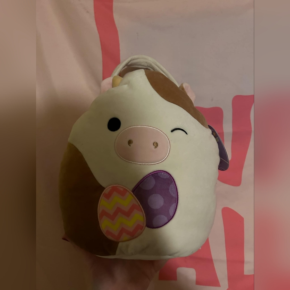 NWT Squishmallows Cow Easter Basket